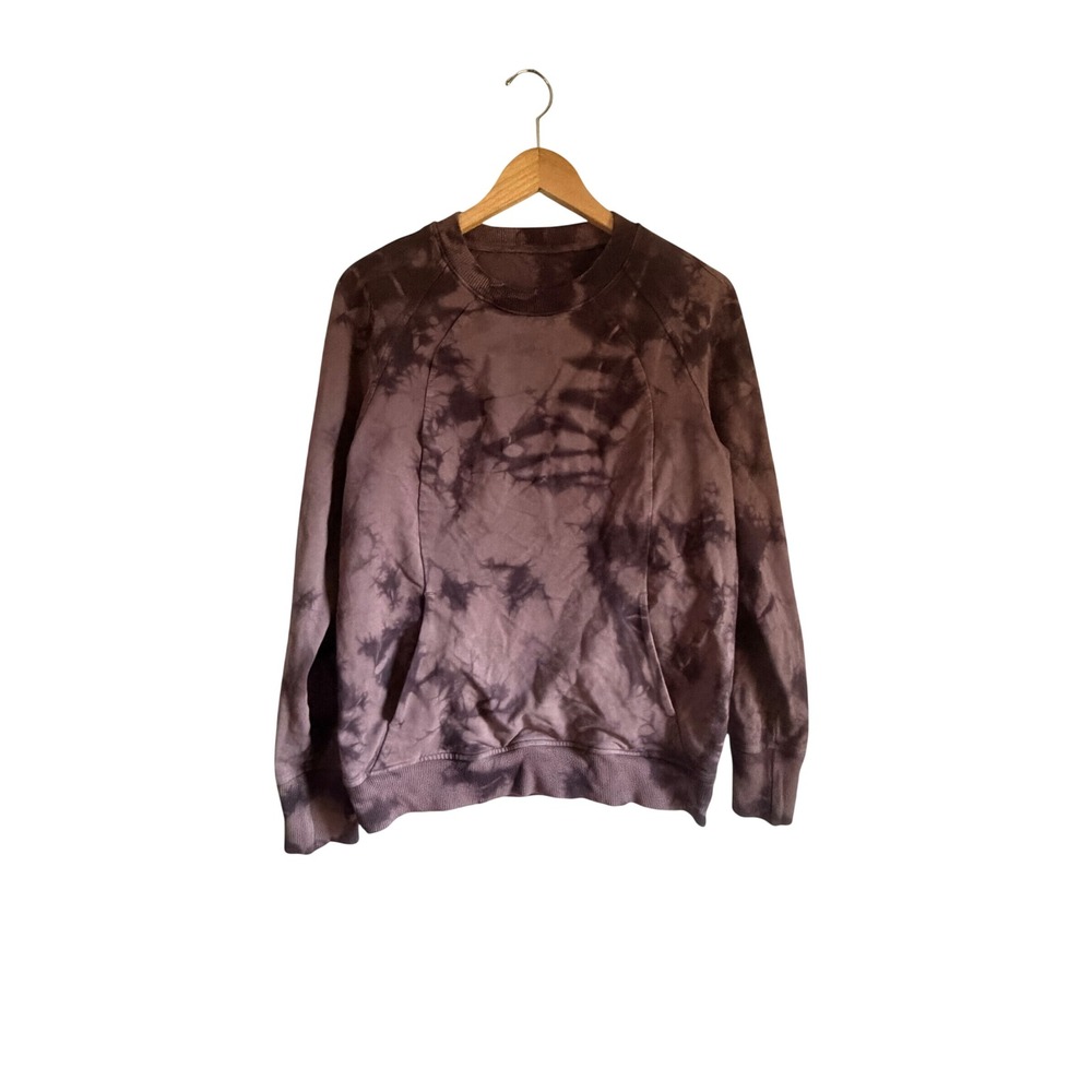 Lululemon Scuba Crewneck Pullover Marble Dye Graphite Grey Mauve Size 8